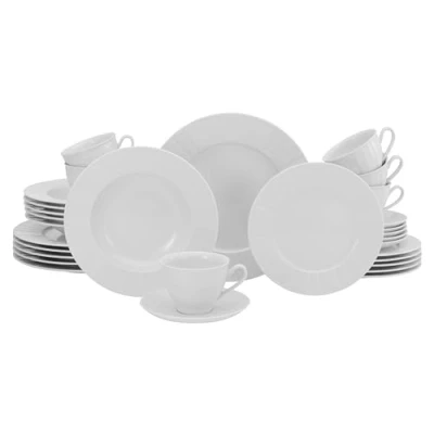 Afbeelding van CreaTable, 17609 Barcelona serviesset, 30 delige combiservies van porselein, vaatwasser en magnetronbestendig, Made in Europe