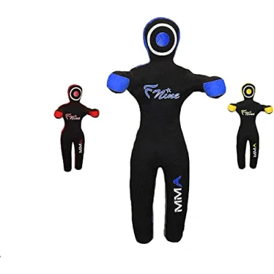Afbeelding van FNine MMA Grappling Dummy, for Judo, Wrestling, Brazilian Jiu Jitsu, Submission and Throwing UNFILLED Canvas Bag (Black Blue, 59&quot;)