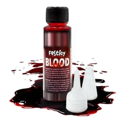 Afbeelding van Festicy Premium kunstbloed, 25 ml, Halloween bloed, voor vampierkostuums, monsters en zombies, wasbaar kunstbloed Halloween, nepbloed, echte look (bloed)