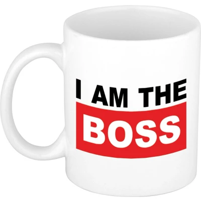 Afbeelding van Bellatio Decorations Cadeau mok voor baas rood grappig keramiek 300 ml boss feest mokken