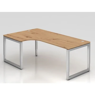 Afbeelding van REGO 82 S Bureau 200 x 120 Tafelhoogte I In hoogte verstelbaar Essen Eik/Zilver