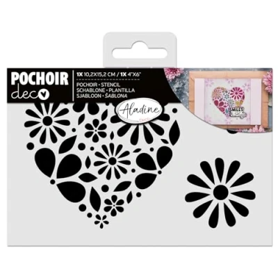 Afbeelding van Aladine Stencil 10x15cm Heart Of Flowers (81271)