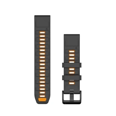 Afbeelding van Garmin QuickFit 22 Watch Bands, Graphite/Spark Orange Silicone