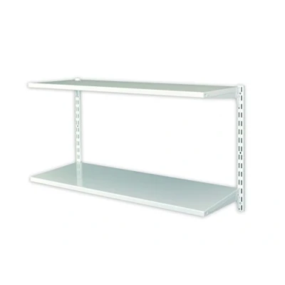 Afbeelding van DIY Element System Plank Set Office 3 Ideaal reksysteem met 2 stalen planken voor nauwe tussenruimtes in kantoor, kelder, garage of bijkeuken staal, wit