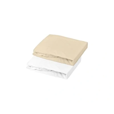 Afbeelding van Domiva hoeslakens 60 x 120 cm Jersey Wit/Beige set van 2 stuks