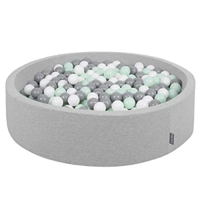Afbeelding van KiddyMoon Schuim Ballenbak Voor Kinderen Met Ballen Ø 7 Cm Gemaakt In EU, Lichtgrijs:Wit Grijs Munt,120X30cm/300