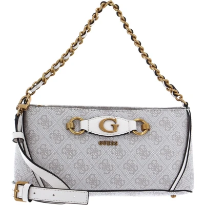 Afbeelding van GUESS Handtas Schoudertas Izzy Crossbody Top Zip Dove Logo Beige