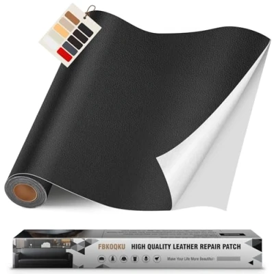 Afbeelding van Reparatiestickers voor leer, zelfklevend, 40 x 200 cm, reparatiepleisters, kunstleer, banken, autostoelen, meubels, tassen, jassen (zwart)
