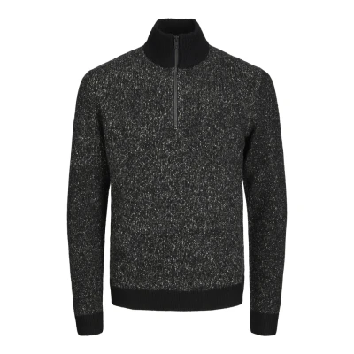 Afbeelding van Jack &amp; Jones Jcospace HALF ZIP Trui, Heren, Maat: Medium, Black pattern/peyote neps