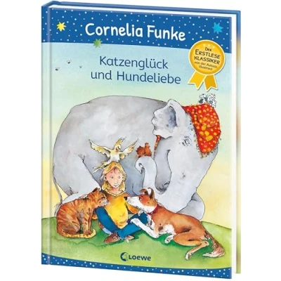 Afbeelding van Katzenglück und Hundeliebe: Lustiger Erstleseklassiker von Cornelia Funke für Tierfreunde ab 6 Jahren der Autorin illustriert