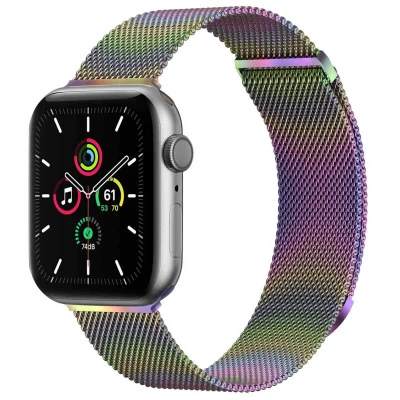 Afbeelding van Apple Watch bandje Milanees Meerkleurig Geschikt voor Series1/2/3/4/5/6/7/8/9/10/SE (38/40/41 mm) Series 10 (42 Maat S
