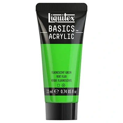 Afbeelding van Liquitex 8870499​ Basics acrylverf Fluorescent Green, 22 ml tube, lichtecht, waterbestendig, voor het schilderen en decoreren van hout, metaal, keramiek, kunststof, canvas