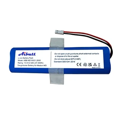 Afbeelding van Aibatt Accu, 37,44 Wh reserveaccu compatibel met Medion MD 18500, 18501, 18600 stofzuiger thuisrobot (14,4 V, 2600 mAh, Li Ion)