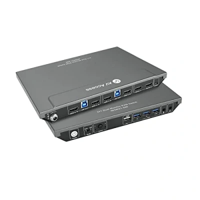 Afbeelding van AV Access KVM Switch 2 PC monitoren, 4K @60Hz, 2K @144Hz, 1080P @240Hz, 4 USB 3.0 poorten HDMI Dual Monitor, ultrabreed scherm keyboard Mouse Hotkey Switch, 2.0 met kabels