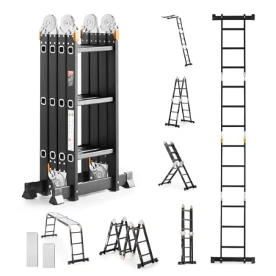 Afbeelding van VEVOR multifunctionele ladder ladderframe 7 in 1 3 treden 3550mm