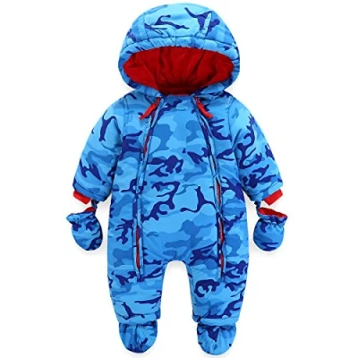 Afbeelding van Babyoverall met capuchon voor baby&#039;s, sneeuwpak handschoenen en sokjes, warme kledingset, 6 9 maanden