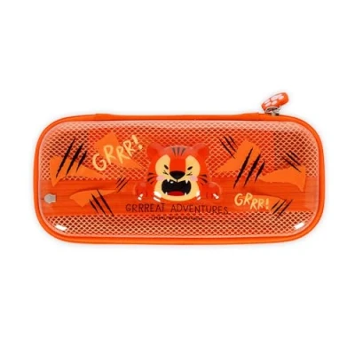 Afbeelding van Legami Wonderwow etui, tijgermotief, 2 vakken en pennenhouder, binnenvak met netstof, ritssluiting, 23 x 11 5 cm