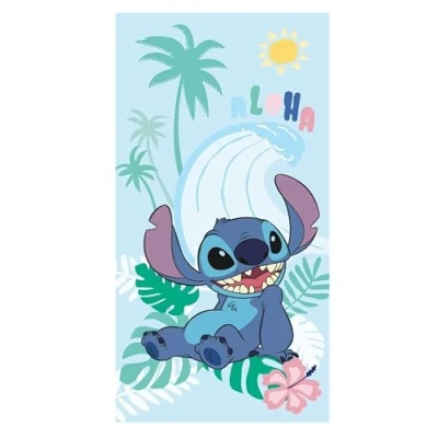 Afbeelding van Theonoi Kinderhanddoek, badhanddoek, strandhanddoek, douchehanddoek voor meisjes en jongens, 100% katoen, 70 x 140 cm (Stitch Aloha)