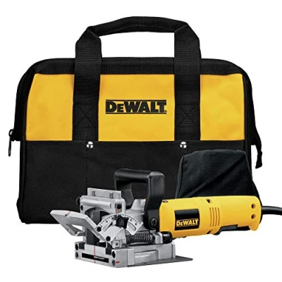 Afbeelding van DeWalt Lameldeuvelfrees (600 watt, max. frees ø 100 mm, freesdiepte 20 incl. afzuigadapter, spaanderopvangzak, 4 mm HM groeffrees, transportkoffer en montagegereedschap) DW682K