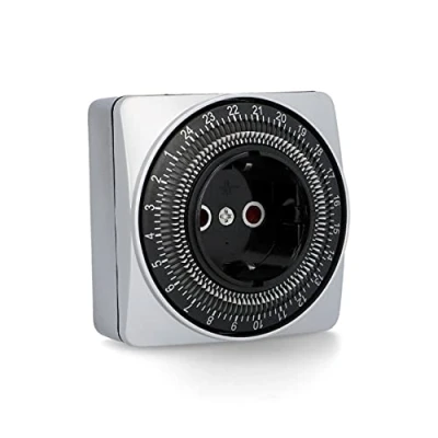 Afbeelding van UNITEC Mechanische dag timer, voor gebruik binnenshuis, aantrekkelijke vierkante vorm, analoog, zilver, 15 minuten afstand instelbaar