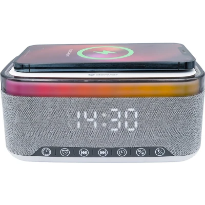 Afbeelding van Denver Wekkerradio met Draadloze Oplader Bluetooth White Noise Machine Digitale Wekker FM Radio Dubbel Alarm Dimmer CRQ225