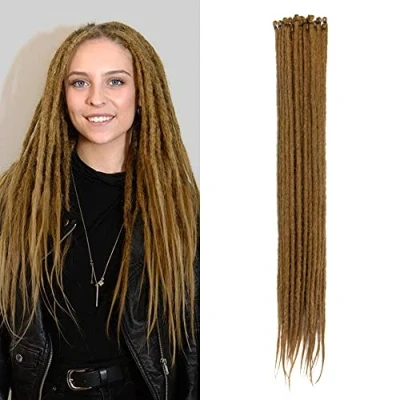 Afbeelding van 20 Inch Strengen/Pak Synthetische Dreadlocks Extensions Dunne 0,6 cm Gehaakte Gevlochten Haar Zachte Single Ended Reggae Hiphop Hippie Stijl, Lichtbruin