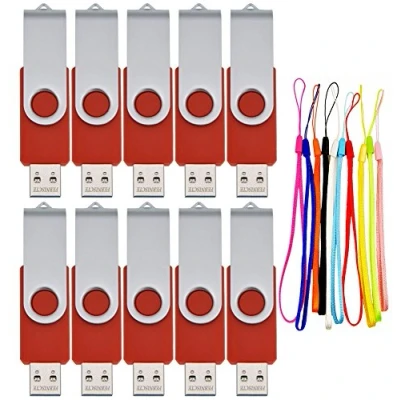 Afbeelding van 1GB USB 2.0 Stick 10 pack Flash Drive Swivel Bulk Memory Sticks 1 GB Pendrive Red Jump Datastick Multipack Pen Promotionele Give aways met led indicator voor opslag door FEBNISCTE