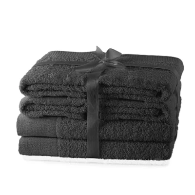 Afbeelding van AmeliaHome Handdoekenset, grijs, 4 handdoeken 50 x 100 cm en 2 douchehanddoeken 70 140 cm, 100% katoen, kwaliteit, absorberend, grafiet, antraciet, amari