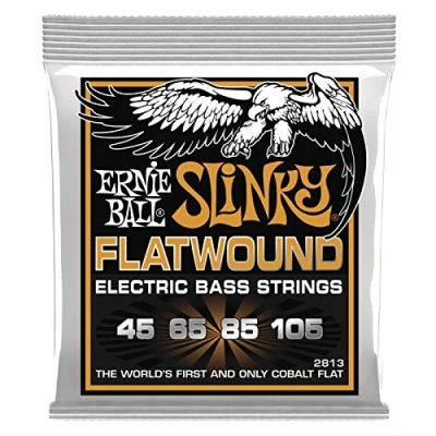 Afbeelding van Ernie Ball PO2813 Slinky Flat Wound Bass Strings 45 105 Snarenset voor 4 string basgitaar