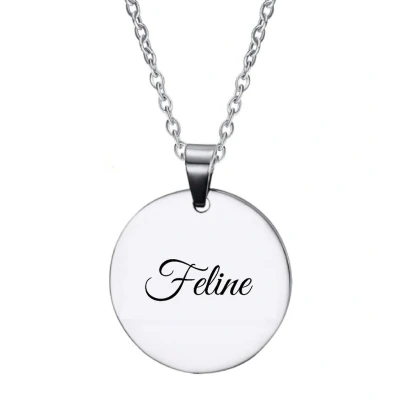 Afbeelding van Ketting RVS Met Naam Gravering Feline Zilver Rond