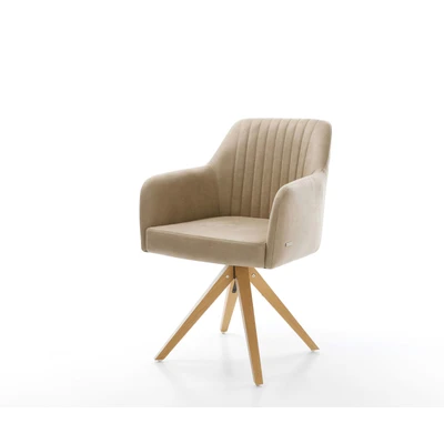 Afbeelding van Draaistoel Greg Flex houten frame hoekig beige vintage 180 draaibaar