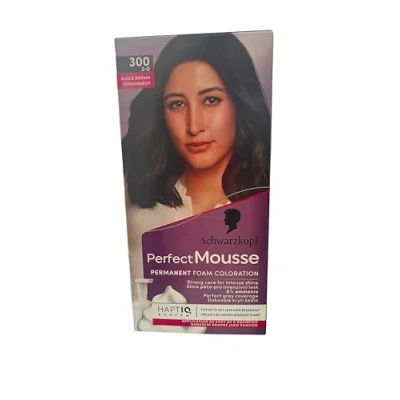 Afbeelding van Schwarzkopf Perfect Mousse Permanente schuimkleuring, 300 zwartbruin niveau 3, 3 stuks (3 x 93 ml)