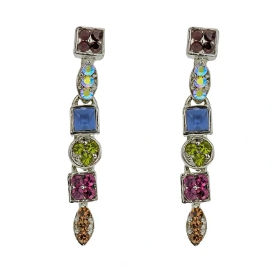 Afbeelding van Behave Oorhangers met multi color steentjes vierkant en rond