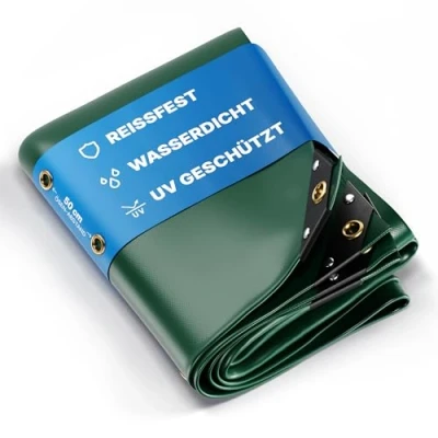 Afbeelding van NEMAXX PLA34 Premium dekzeil 300x400 cm groene met ogen, 650 g/m² PVC waterdicht voor vrachtwagen, zwembad afdekking, beschermend dekzeil, 12m²