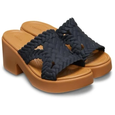 Afbeelding van Crocs Brooklyn sandalen met hakken voor dames, Zwart Geweven, 42/43 EU