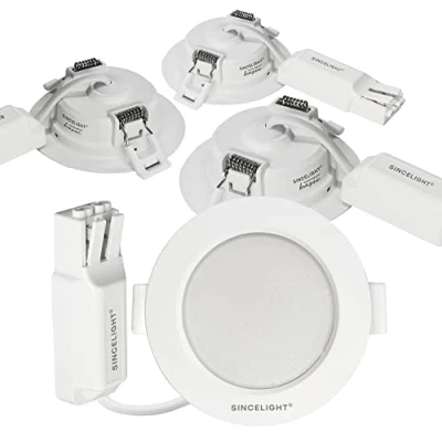 Afbeelding van SINCELIGHT LED Downlight, 3W Ultraslank Inbouwlamp, Laag Profiel voor 65mm/2,5inch Gaten in Plafond/Kast/Showcase, Echte Kleur RA≈92, Warm Wit 2700K, Set van 4