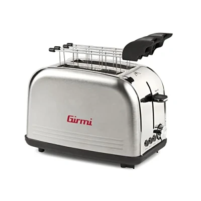 Afbeelding van Girmi TP57 Broodrooster, 800 W, roestvrijstalen behuizing en tang, grote sleuven, timer, 8 kookstanden, automatische uitschakeling, kruimelverzamelaar