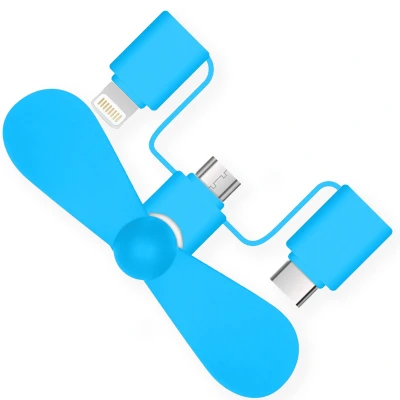 Afbeelding van iMoshion 3 in 1 smartphone ventilator Lightning, USB C &amp; Micro Blauw