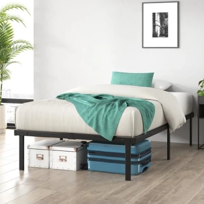 Afbeelding van Zinus Caleb bed 90 x 200 cm Hoogte 36 met Opbergruimte onder het Metalen Platformbedframe Opvouwbaar bedframe Zwart