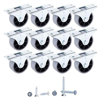 Afbeelding van (Pack van 12) 40 mm kleine wielen zachte beweging rubberen voor meubels niet kunststof draaibare apparaat en apparatuur met schroeven inbegrepen meubelset (12)