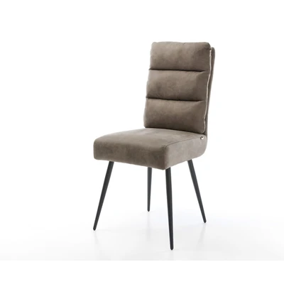 Afbeelding van Gestoffeerde stoel Pela Flex 4 poot conisch zwart taupe vintage pocketveer kern