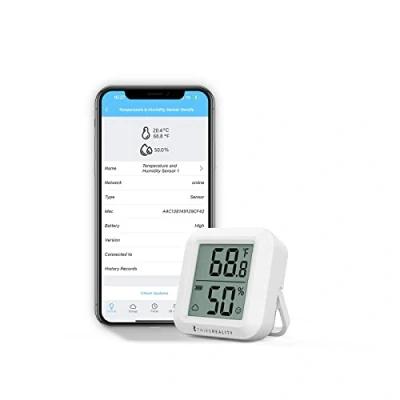 Afbeelding van THIRDREALITY ZigBee Temperature and Humidity Sensor with Digital LCD Display, Hub Required, App Records, Remote Monitoring Smart Home Automation, AAA Batteries Included