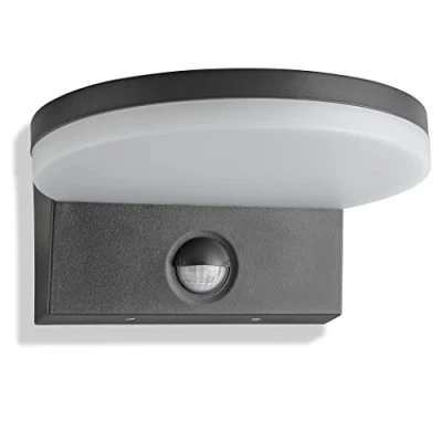 Afbeelding van SEBSON LED Buitenlamp met Bewegingssensor, Wandlamp Antraciet IP65 15W 1300lm Koud Wit 5800K, Verlichting Sensor 9m / 140, Buitenverlichting 230V