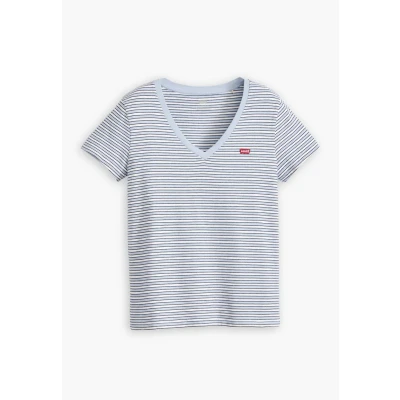 Afbeelding van Levi&#039;s dames Penny T Shirt met streepprint in de kleur Lichtblauw, maat: XS