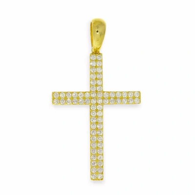 Afbeelding van Gouden Kruis Hanger 48 mm 27 Zirkonia 14 karaats