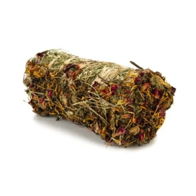 Afbeelding van Bz knaagdiersnack hooibaal met bloemen 16x8 cm