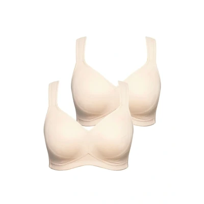 Afbeelding van Ulla Popken Grosse GRÖSSEN 2ER PACK, OHNE BÜGEL, Vorgeformte CUPS Tshirt BH, Dames, Maat: 100E, Beige
