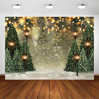 Afbeelding van Avezano 2.2x1.5m Winter Kerstboom Sneeuwvlok Fotografie Achtergrond Pasgeborenen Groen, Sneeuw Glitter Bokeh Portret Achtergronddoek, Kerst Verjaardag Party Banner Decoratie