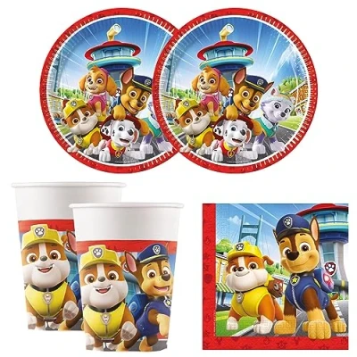 Afbeelding van Procos 10215310DY Partyset Paw Patrol, 52 delig wegwerpservies voor verjaardags en themafeestje, tafeldecoratie