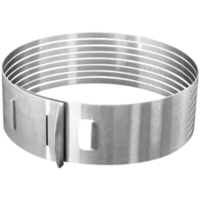 Afbeelding van Zenker 7701 Patisserie Taartbodem snijhulp voor Ø 26 en 28 cm, taartsnijhulp gelijkmatige taartbodems, stabiele roestvrijstalen ring (kleur: zilver) vaatwasmachinebestendig, hoeveelheid: 1